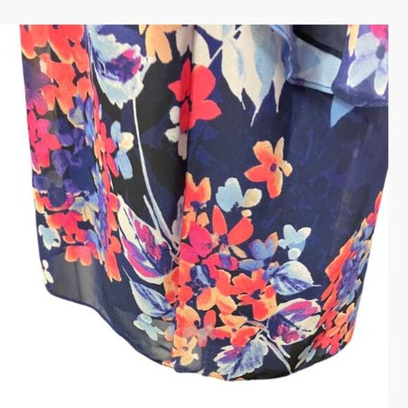 Vintage Roz n Ali Floral Print Belle Sleeve Chiffon Multicolor Dress Sz 16 EUC - Picture 10 of 12